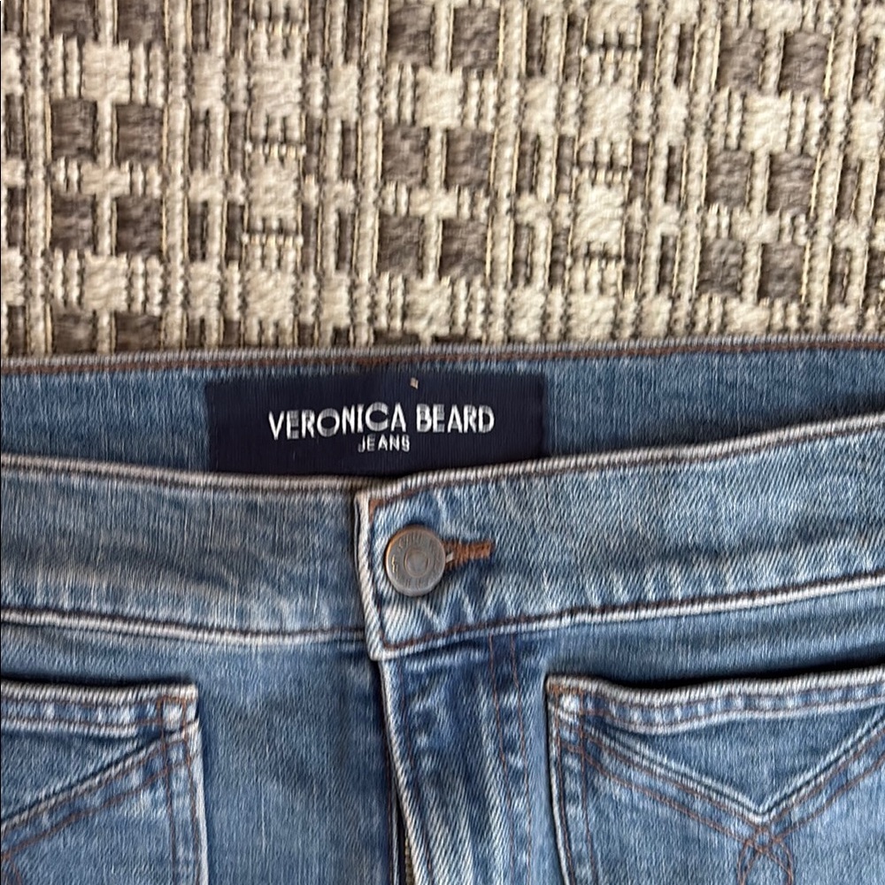 Veronica Beard Blue Patch Pocket Flare Jeans - Picture 2 of 4